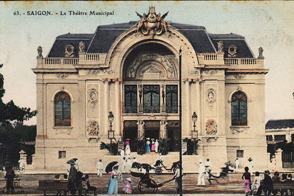 This historical image captures the Saigon Opera House before being repurposed into the Congress House in 1955